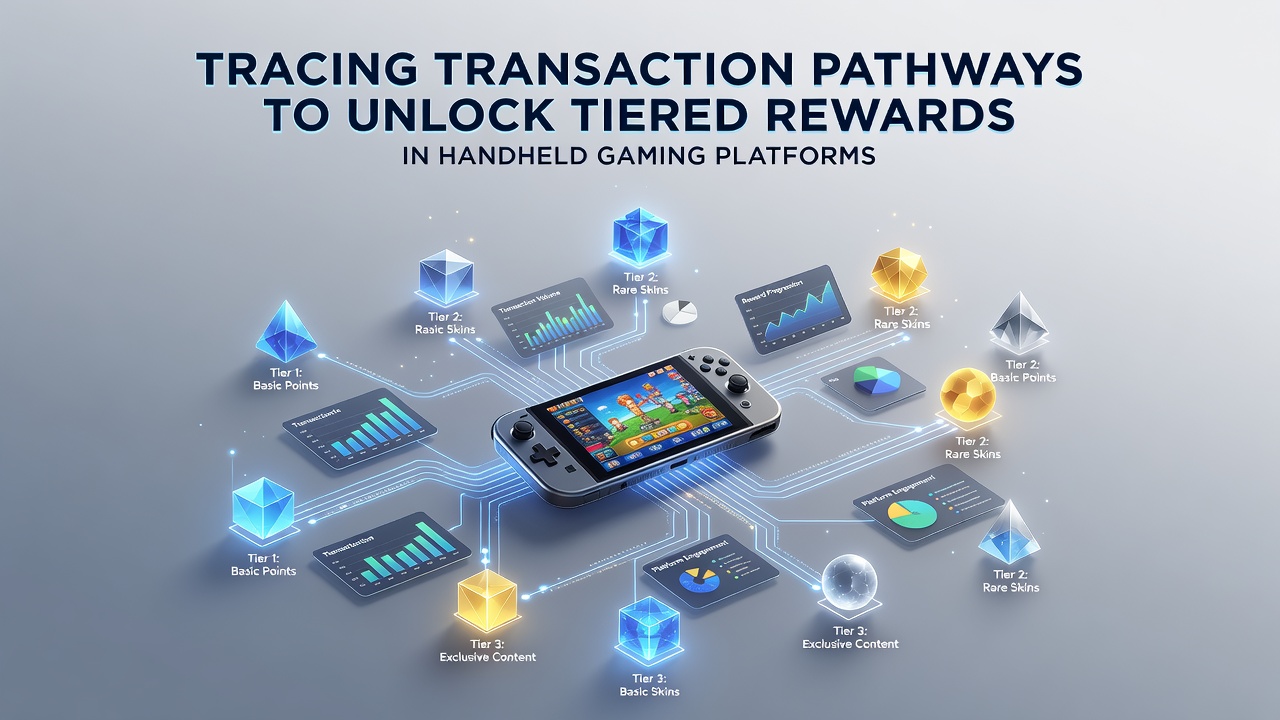Diagram van beloningsniveaus en transactie tracking in draagbare games
